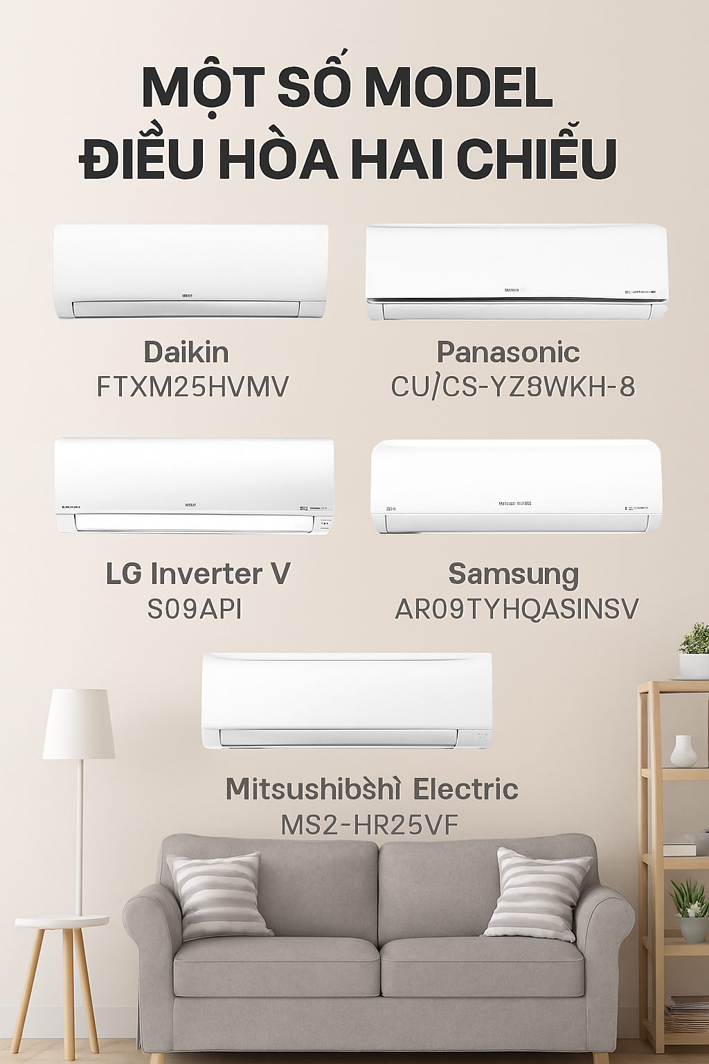 Các Model Điều Hòa 2 Chiều Phổ Biến Trên Thị Trường Năm 2025
