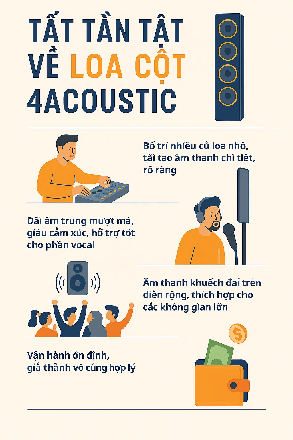 🎶 Tất tần tật những gì bạn cần biết về loa cột 4Acoustic – Đẳng cấp âm thanh Đức cho mọi không gian